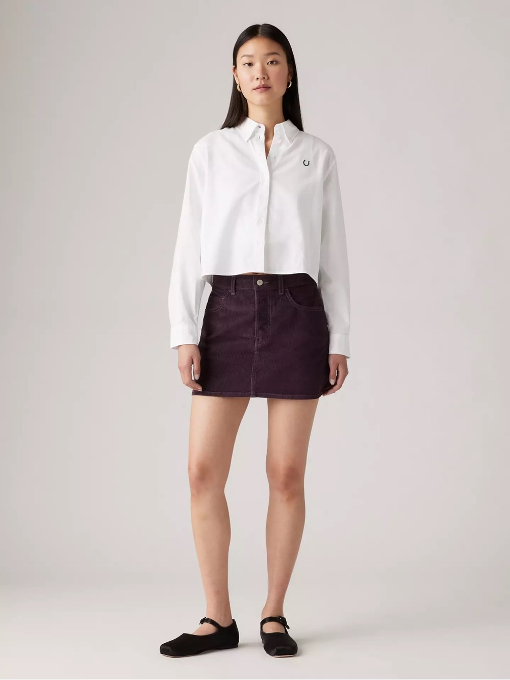NWT Levi's Icon Skirt Corduroy Purple  A Line Button Fly Mini Size 27‎